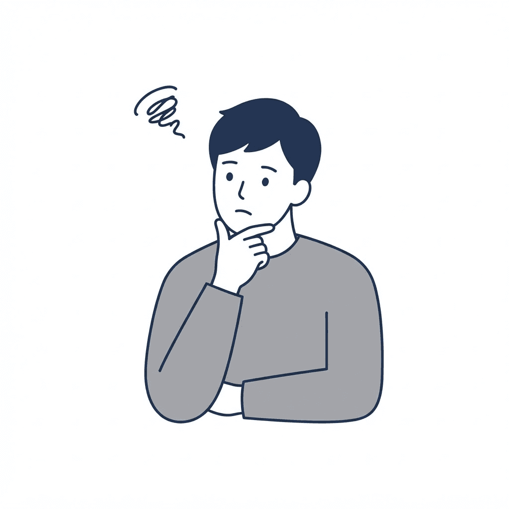 悩んでいる様子の人物のイラスト
